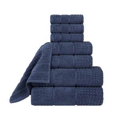 Zero Twist Cotton Waffle Honeycomb Medium Weight 8 Piece Bathroom Towel Set by Blue Nile Mills