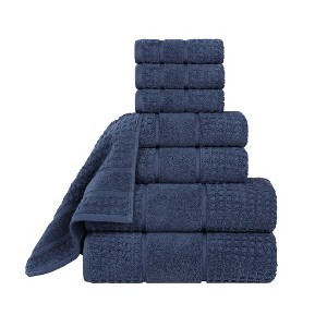 Zero Twist Cotton Waffle Honeycomb Medium Weight 8 Piece Bathroom Towel Set by Blue Nile Mills - 1 of 4