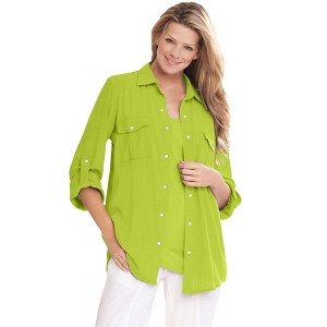Woman Within Plus Size Cotton Gauze Bigshirt - 1 of 4