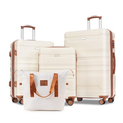4 PCS Luggage Sets, ABS Hard Shell Expandable Spinner Luggage Suitcase with Travel Bag, Carry On Luggage Suitcase Set with 360 Degree Spinner Wheels