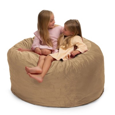 Ultimate Sack 4ft Bean Bag Chair, Oversized Comfortable Indoor Floor Lounger, Giant Foam-Filled Furniture for Relaxing, Camel Suede