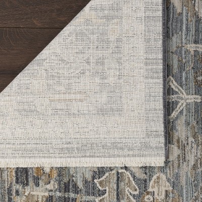 Navy Multicolor Synthetic Floral Rectangular Area Rug