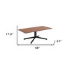HomeRoots 48" Brown and Black Wood and Steel Pedestal Coffee Table - 3 of 4