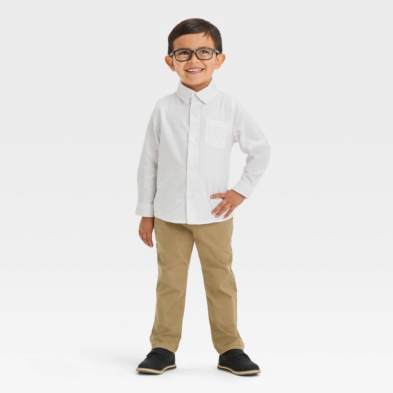 Toddler Boys' Long Sleeve Solid Oxford Button-Down Shirt - Cat & Jack™ White, 4 of 5