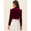 INSPIRE CHIC Women's Velvet Long Sleeve Shawl Neck Open Front Cropped Bolero Cardigan - 3 of 4