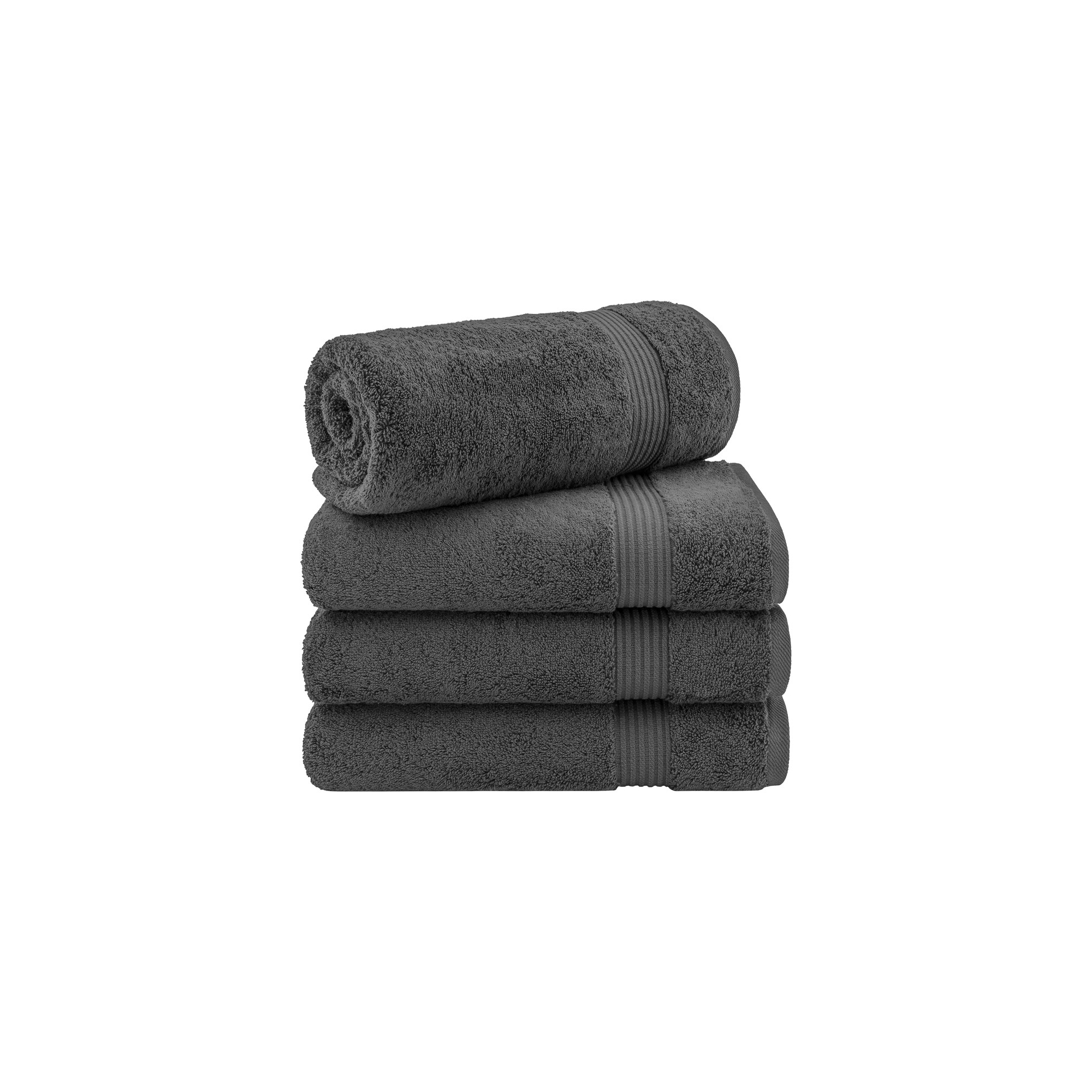 American Soft Linen Bekos 4 Pack Bath Towel Set, 100% Cotton Bath Towels for Bathroom, Dark Gray