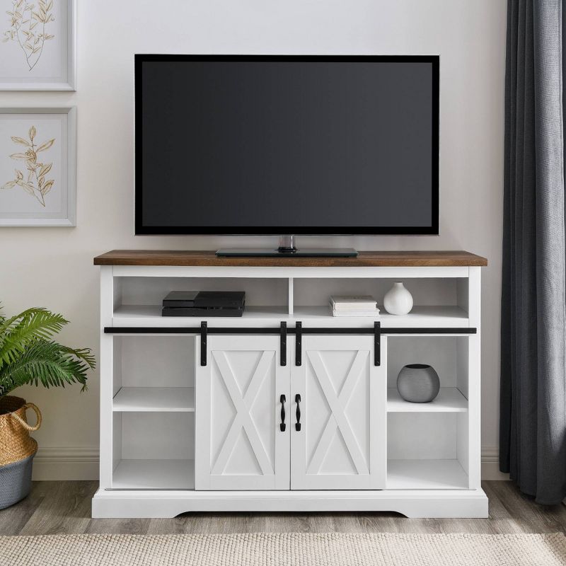 Transitional Sliding Barndoor Highboy TV Stand for TVs up to 58" - Saracina Home, 6 of 26