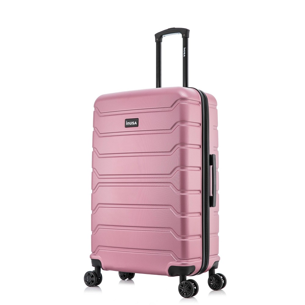 Photos - Luggage InUSA Trend Lightweight Hardside Medium Checked Spinner Suitcase - Rose Go 
