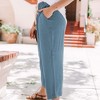 Amaryllis Women's Drawstring Wide-Leg Crop Pants Lightweight Relaxed Fit Versatile Everyday Style with Pockets - 2 of 4