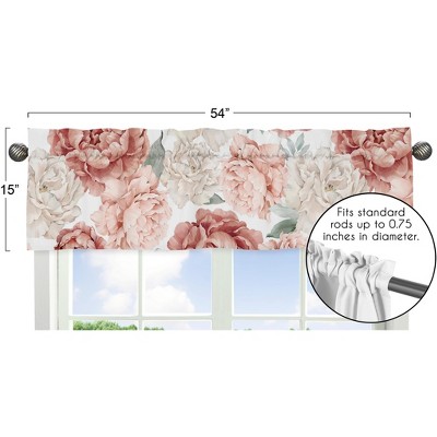 Blush Pink and Ivory Floral Garden Window Valance