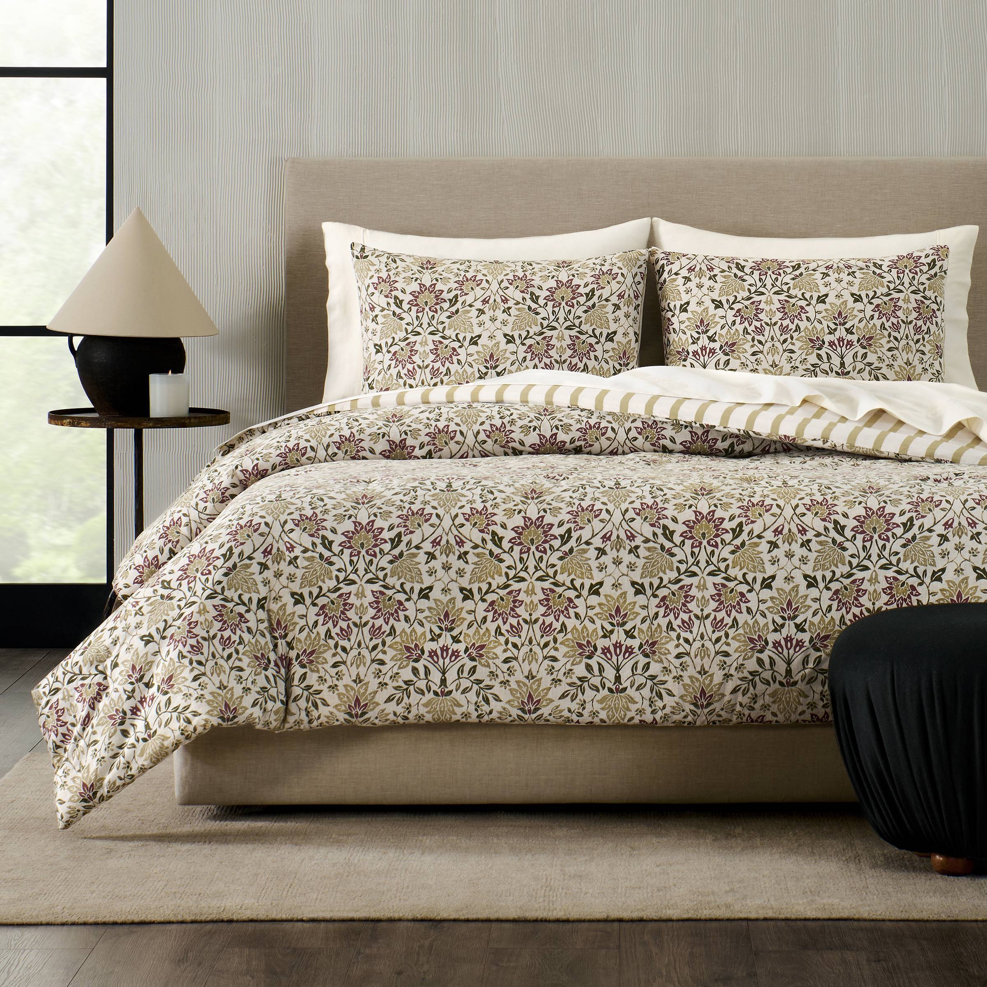 Jeremiah Brent Home 3pc Full/Queen Floral ' Geneva' Cotton Comforter Set Green