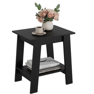Wood Side Table with Storage Shelf, Small End Tables for Small Spaces, Square Nightstand and Accent Table - 1 of 4