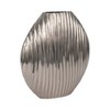 Metal Vase Aluminum Sculptural Decorative Contemporary Design with Textured Ridged Surface and Curved Form - 4 of 4