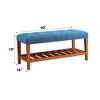 Vynxaria Charla Light Blue Fabric & Oak Finish Bench - 2 of 4