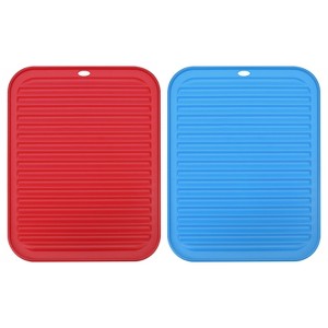 Unique Bargains Dish Drying Mat Set Reusable Sink Drain Pad Heat Resistant Suitable for Kitchen 2 Pcs - 1 of 4