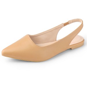 Perphy Women's Solid Pointed Closed Toe Slip On Slingback Flat Pumps - 1 of 3