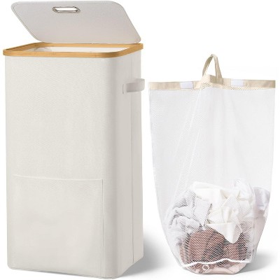 Laundry Basket with Lid,Collapsible Clothes Hampers for Laundry with Handles and Removable Inner Bag,Large Hamper