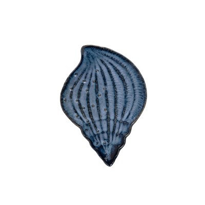 Beachcombers Textured Blue Shell Dish Porcelain Dinnerware Plate For Home Kitchen Coastal Nautical Beach Ocean Sea Life 5.51 X 3.94 X 0.8