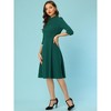INSPIRE CHIC Women's Vintage 3/4 Sleeves Stand Collar Office Work Elegant A-Line Dress - 4 of 4