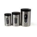 Mind Reader 3 Piece Canister Set with Window, Silver with Black