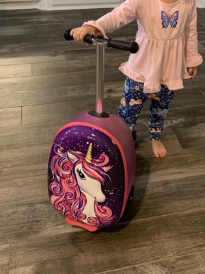 2-in-1 Kids Scooter Suitcase Skateboard Luggage w/ PU Wheels & Cartoon  Patterns