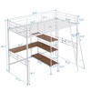 VYNXARIA Twin Size Metal Loft Bed and Built-in Desk and Shelves,White - 4 of 4