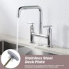 WOWOW Double Handle Bridge Faucet with Kitchen Sink Hole Cover in Polished Chrome - 2 of 4