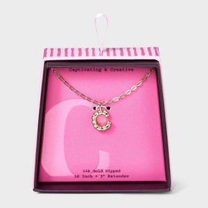 14K Gold Dipped Twisted Bubble Initial Necklace - A New Day™ Gold - 1 of 4
