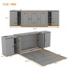 Queen Size Murphy Bed with Shelves, Cabinets and USB Ports, White/Gray, 4A -ModernLuxe - 4 of 4