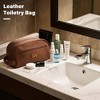 Lee Toiletry Bag for Men, PU Leather Travel Dopp Kit, Water-Resistant Men's Shaving Kit Bathroom Organizer, Gifts for Men - 2 of 4