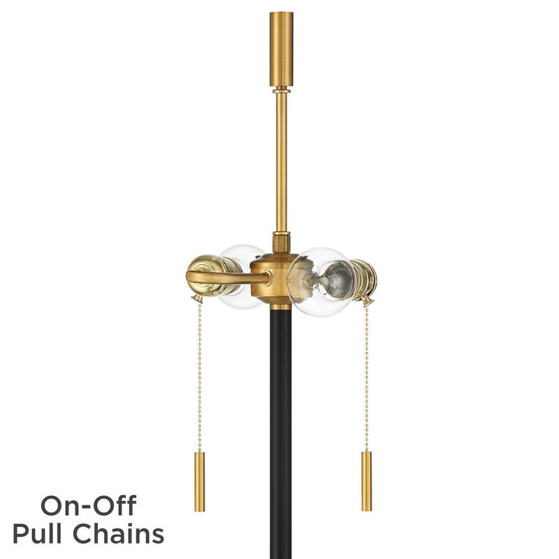 Possini Euro Design Roxie Modern Floor Lamp Standing 65 1/2" Tall Brass Black Metal Sheer Linen Double Drum Shade for Living Room Bedroom Office House, 5 of 12