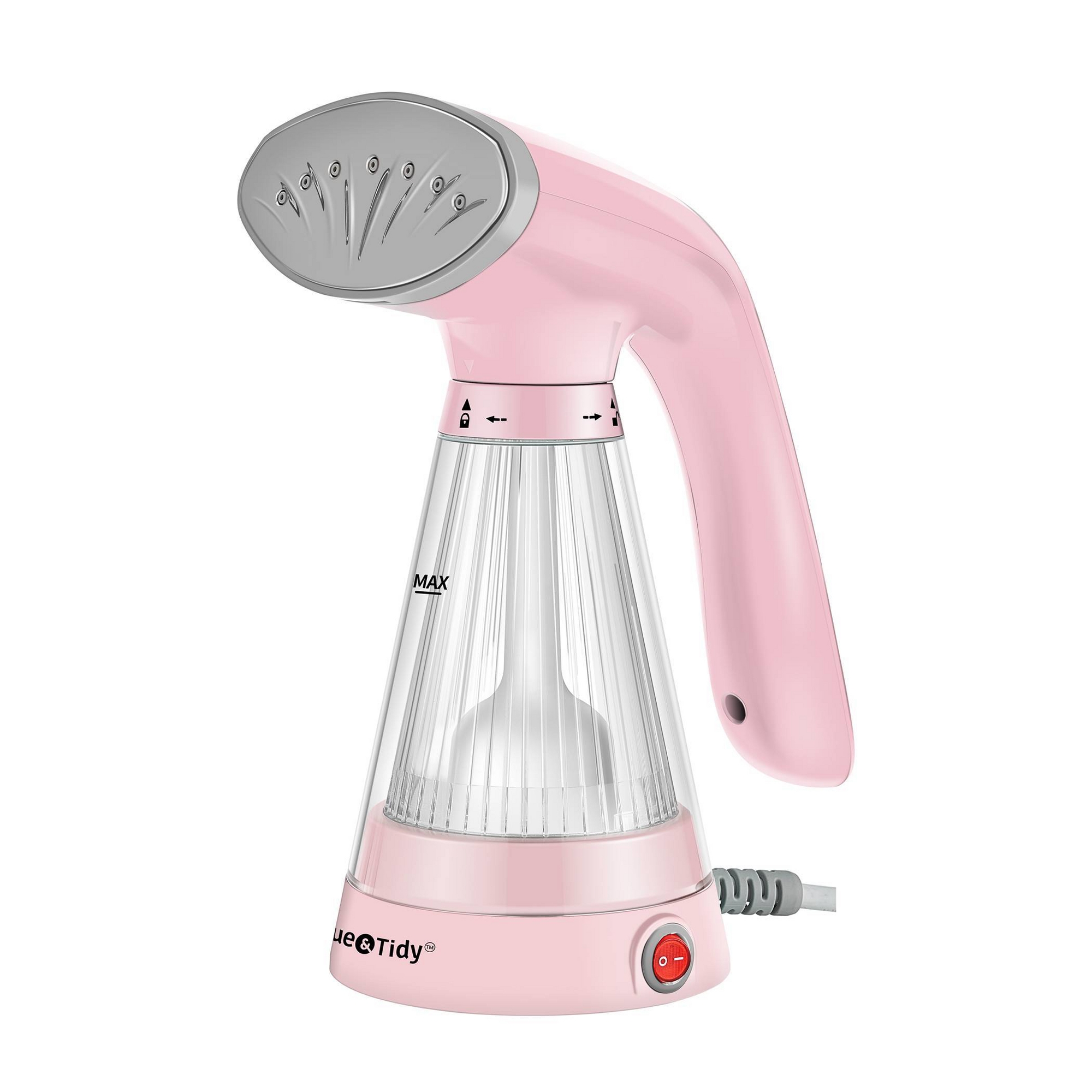 True & Tidy TS-20 Handheld Garment Steamer with Stainless Steel Nozzle Pink: 600W, 10 Min Steam, Fabric Brush Included