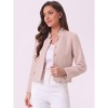 INSPIRE CHIC Women's Plaid Tweed Long Sleeve Button Down Work Office Short Jacket - 3 of 4