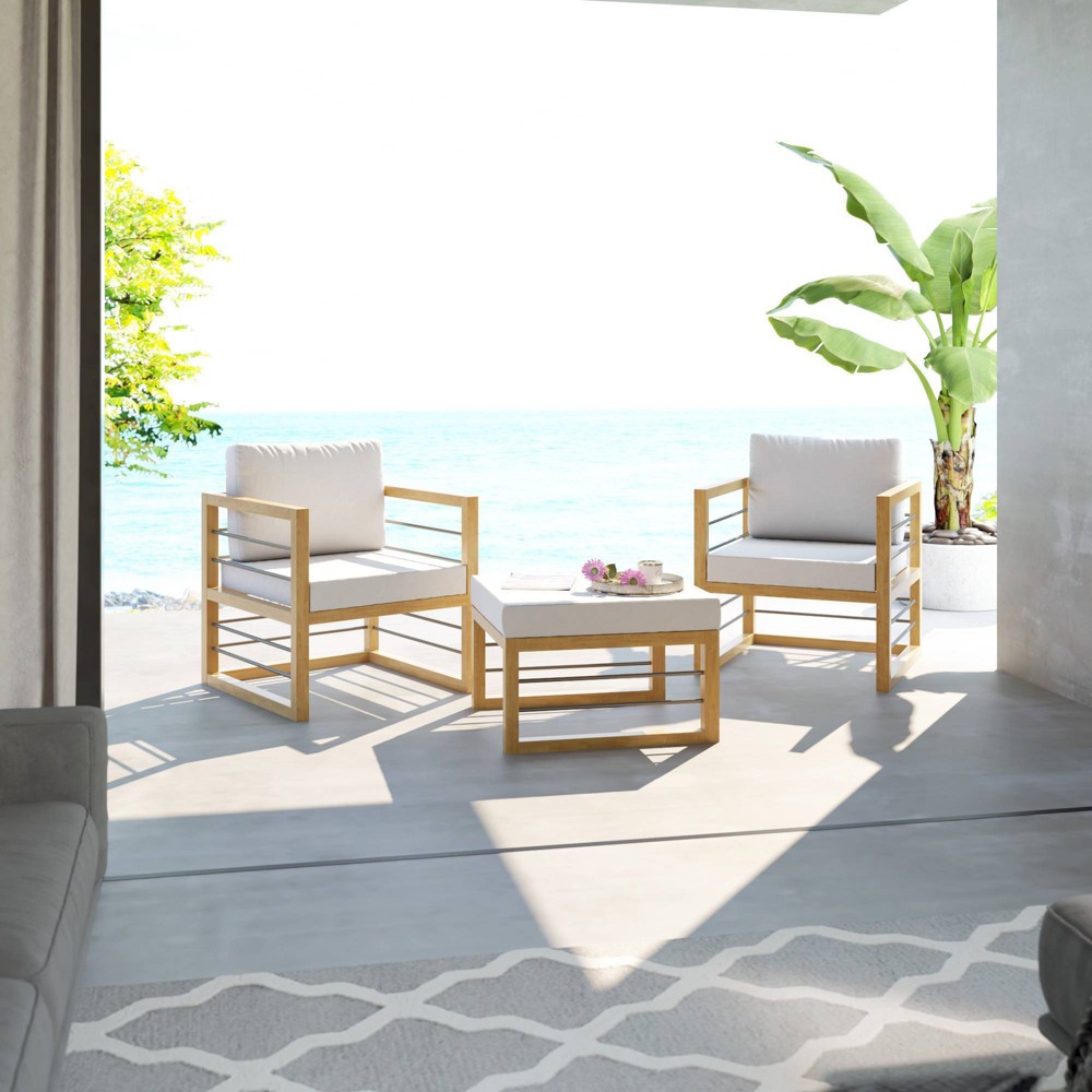 3pc Aluminum Outdoor Conversation Set – White – TK Classics  – Patio Furniture​