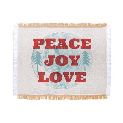 Heather Dutton Peace Joy Love Woodcut 56"x46" Woven Throw Blanket - Deny Designs