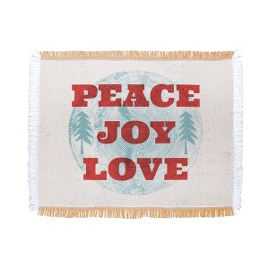 Heather Dutton Peace Joy Love Woodcut 56"x46" Woven Throw Blanket - Deny Designs - 1 of 4