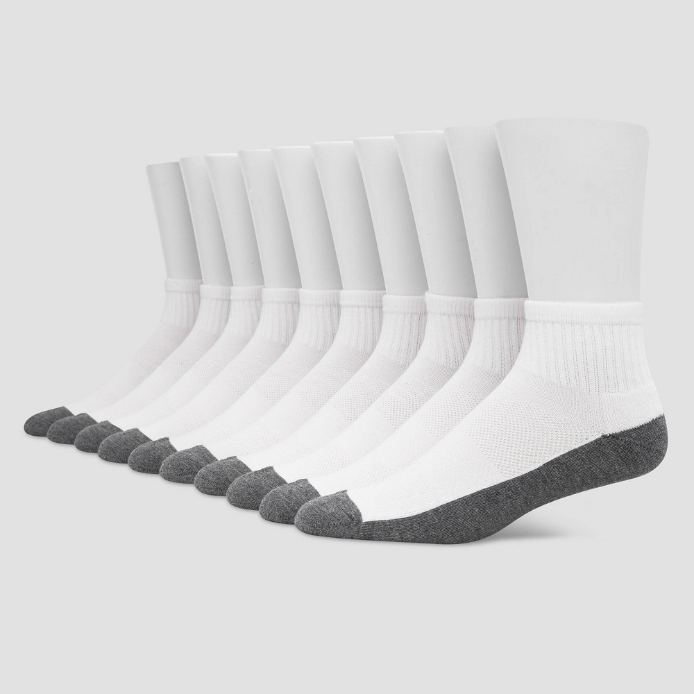 Hanes Premium Men's Cool Comfort Ankle Socks 10pk - White 6-12