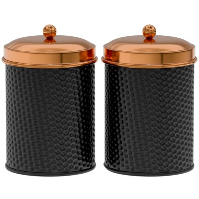 Amici Home Ashby Canister Set of 2, Food Storage Containers with Lids, Black/Copper, Medium, 38 oz Each