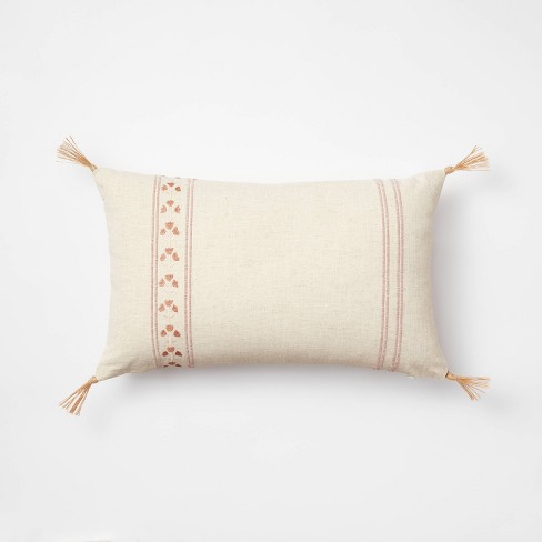 Block Print Lumbar Throw Pillow Mauve/cream -threshold™ Designed With ...