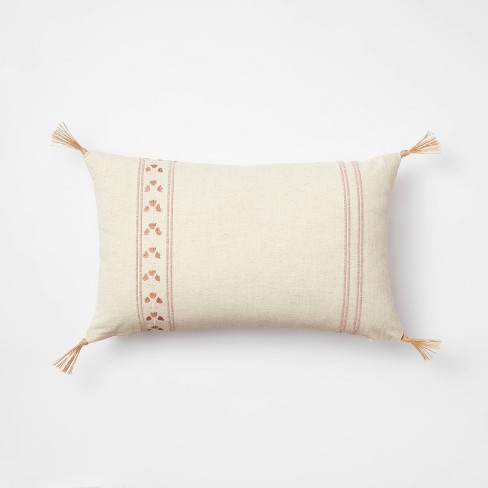 Block Print Threshold Linen Print Decorative Throw Pillow in Salt Ochre -  Chloe & Olive