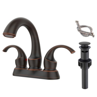 LunaLulinlk 2-handle oil-rubbed bronze with aeration faucet with pop-up drain and supply hose
