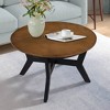 VYNXARIA 32inch Wood Round Coffee Table for Living Room,Mid Century Farmhouse Circle Wooden Coffee Tables for Apartment - 4 of 4