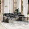 vidaXL Patio Sofa Set with Cushions Outdoor Furniture 6 Piece Poly Rattan - Gray without storage - 2 of 4