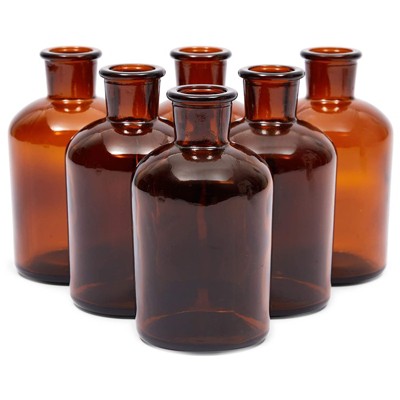 Farmlyn Creek 6 Pack Glass Bottles, Vintage Style Pharmacy Bottles, Home Décor, 2.5 x 4.8 in