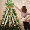 Aoibox Large Green Christmas Tree Topper Bow 44 x 13 Inch with 16 Loops 6 Tails for Wreaths Doors Indoor Outdoor Holiday Decoration 1 Piece - 2 of 4