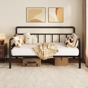 Twin Metal Daybed Frame, Heavy Duty Living Room Bedroom Guest Room Daybed, Sturdy Steel Support, Industrial Retro Design - 1 of 4