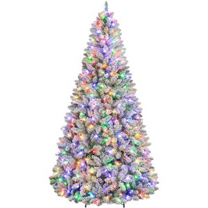 Vivatrees 7.5 Ft Prelit Artificial Christmas Tree, 10 Lighting Modes with Multi Colors, Metal Stand, Hinged Branches, Xmas Tree for Holiday, White - 1 of 4