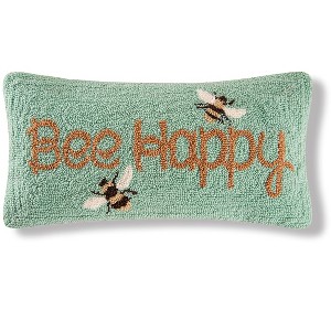 C&F Home 10" x 20" Spring "Bee Happy" Bumble Bee Garden Hooked Small/Petite Accent Throw Pillow - 1 of 4