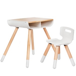 WeeSprout Toddler Desk & Chair Set, Sturdy Solid Wood Legs + Desk Surface, Adjustable Height - 1 of 4