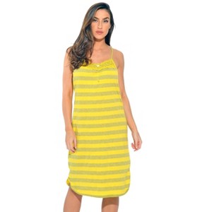 Cotton Stripe Nightgown (Yellow Stripe, Small) - 1 of 3